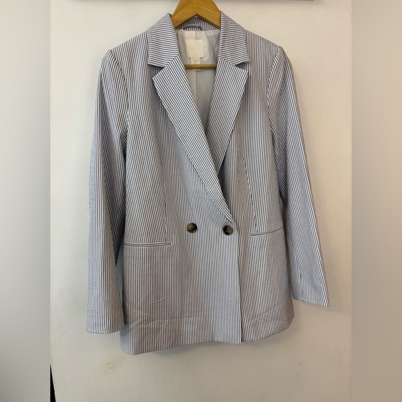 H&M Oversized Seersucker Double Breasted Longline Blazer - Picture 9 of 9